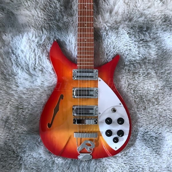 Guitarra eléctrica RIC John Fogerty 325 F agujero Fire Glo Sunburst Guitarra eléctrica semihueca Longitud de escala corta 527 mm 3 Pastillas tostadoras