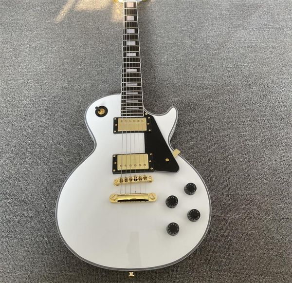 Guitarra de palo de rosa de guitarra con guitarra blanca guitarra hardware de oro sólido guitarra eléctrica de caoba 6513927