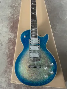 Elektrische gitaar, palissander toets, Ace Frehley 3 pickup, glitterblauwe afwerking