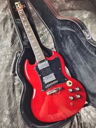 Guitarra eléctrica, guitarra SG, guitarra estándar, rojo vino, incrustaciones de concha