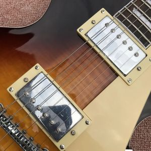 Guitare électrique Vintage couleur Sunburst, matériel chromé, touche en palissandre, frettes, reliure 00