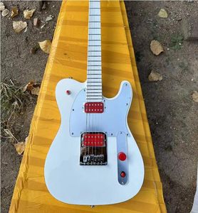 Guitare électrique Style classique blanc, touche blanche, accessoires rouges, livraison rapide, livraison gratuite