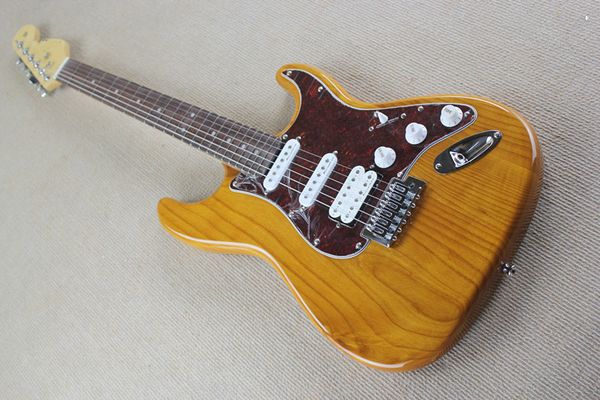 Guitare électrique avec placage en bois de frêne et pickguard en perle rouge, touche en palissandre et peut être personnalisée sur demande
