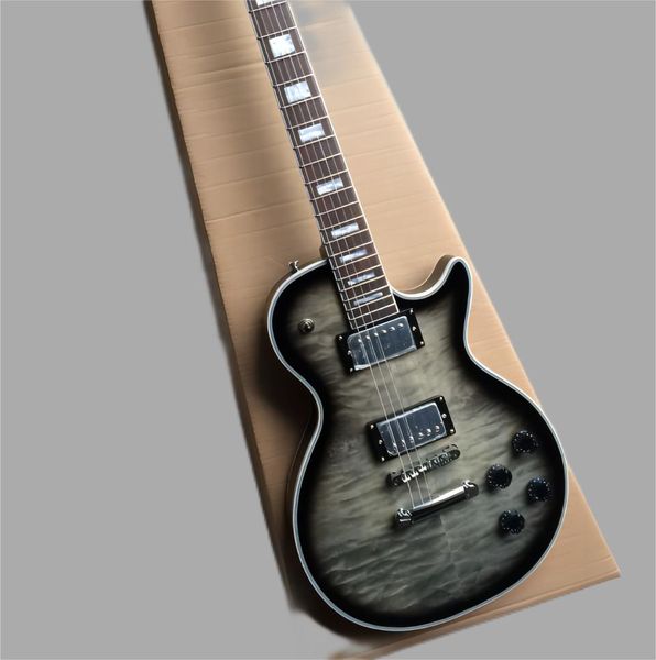 Guitarra eléctrica estándar Lulu Edge Black Water Ripple, tapa de arce flameado, diapasón de palisandro, 6 cuerdas, envío gratis