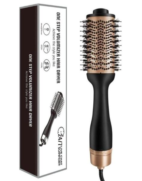 Cepillos de pelo eléctricos cepillo secador de soplado profesional cepillo de aire voluminizador de oro negro para mujeres 337H9437832