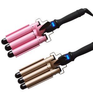 Elektrisch Haar Curler 3 Barrel Curling Iron Big Wave Hair Waver Tang Styling Tools LCD Display Hair Wand