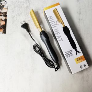 Peine rizador de pelo eléctrico, plancha rizadora húmeda y seca, herramientas de peinado de cobre de 110-240V