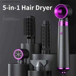 Elektrische Föhn Nieuwe 5-in-1 elektrische föhn heteluchtborstel multifunctionele stijltang negatieve ionen krultang föhn styling tool set T240323