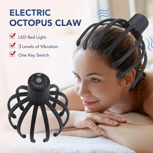 Elektrische hoofd hoofdhuid Massager Vibrator Octopus Klauw Therapeutische stressverlichting Anti -oests Ontspannen haargroei Capillaire stimulatie 240417