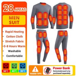 Elektrisch verwarmde kleding Heren Verwarmd thermisch ondergoed Set Dames Winter Elektrisch verwarmingsjack Pak Fleece gevoerd verwarmd vest 231229