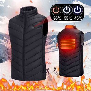 Chaqueta eléctrica calentada USB Calefacción Chaleco lavable Cálido Chaqueta para hombres para hombres Invierno Esquí al aire libre Ciclismo Calefacción Chaleco S-5XL 211101