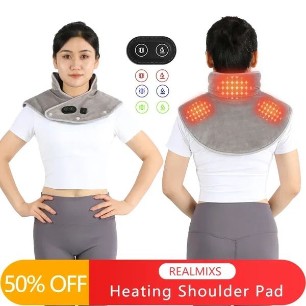 Masseur de cou chauffant électrique USB coussin chauffant enveloppement épaule soulagement de la douleur cervicale soulager l'orthèse dorsale outil de compression Fatig plus chaud 240202