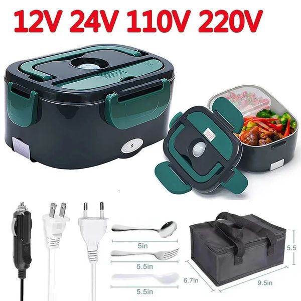 Boîte à déjeuner chauffante électrique pour camion 24V voiture 12V 220V 110V US EU PLUS boîte à déjeuner chauffante pour aliments, récipient chauffant pour aliments 240219