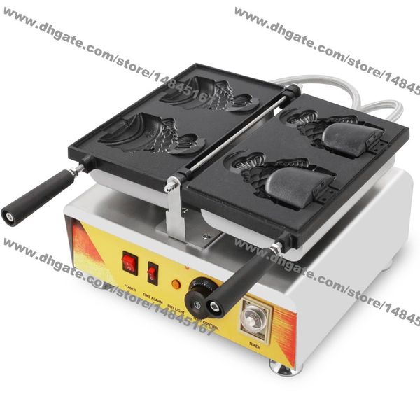 Máquina eléctrica para hacer gofres de pescado Taiyaki, helado, panadero, uso comercial, antiadherente, 110v, 220v