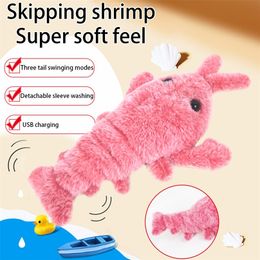 Jouet de chat sautant électrique crevette en mouvement Simulation homard jouets en peluche électroniques pour chien de compagnie chat enfants jouet en peluche 220423