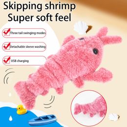 Jouet de chat sautant électrique crevette en mouvement Simulation homard jouets en peluche électroniques pour chien de compagnie chat enfants Animal en peluche 240314