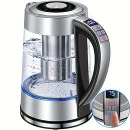 Elektrische Waterkoker, 1.8L 12 Soorten Temperatuurregeling, Tot 24 Uur Isolatie, Waterkoker Heetwaterpan Fornuis Roestvrijstalen Zeef En Binnendeksel Glazen Ketel Voor Koffie