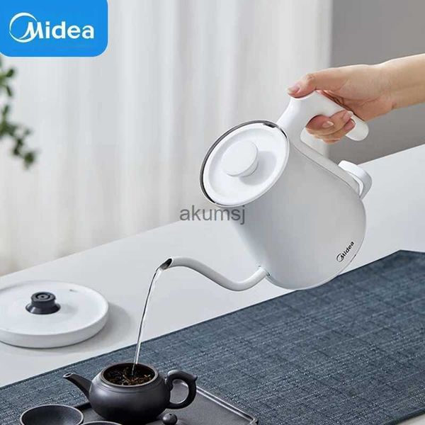 Hervidores eléctricos Midea Hervidor eléctrico 1000W 220V Cafetera con cuello de cisne 0.7L Calentador de agua eléctrico Tetera para oficina Hogar Mini hervidor YQ240109