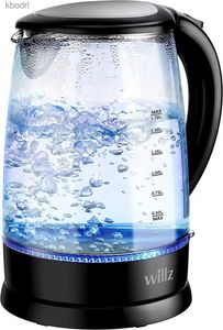 Bouilloires électriques Willz Glass électrique 1,7 L 1500W Kettle avec poignée résistante à la chaleur et technologie de chaudière rapide noire YQ240410