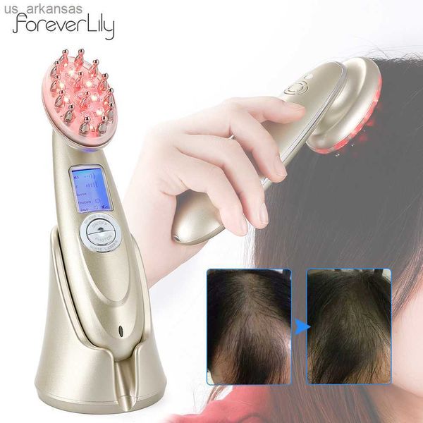 Láser eléctrico Peine para el crecimiento del cabello Infrarrojo EMS RF Vibración Masajeador Microcorriente Cuidado del cabello Tratamiento para la pérdida del cabello Recrecimiento del cabello L230523