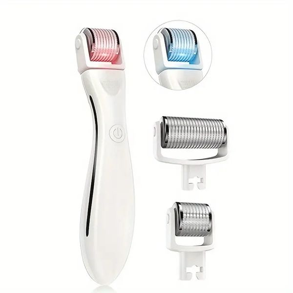 Électrique LED Couleur Lumière Microneedle Titane 540 Aiguille Peau Blanche Rouleau Outil Visage 3 EN 1 Microneedle Roller Kit Usage Domestique Cadeau D'anniversaire Parfait Pour La Mère