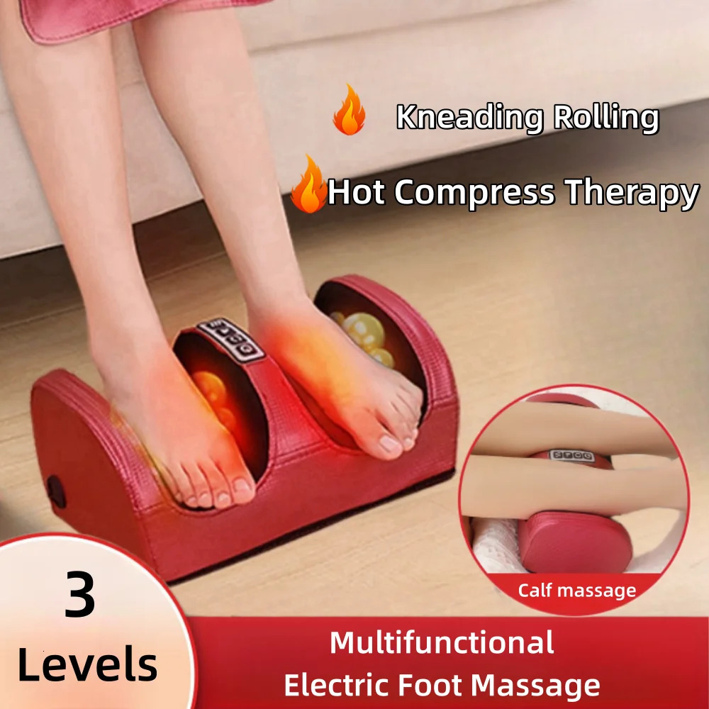 Electric Leg Massage Machine Compression Kneading Rolling Heating Therapy Finger Pressure Muscle Relax Relieve Pain 240305