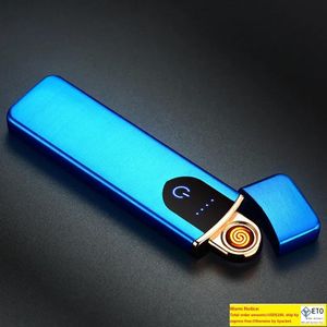 Elektrische lichtere USB -oplaadbare lichtere spoelverwarming Sigaar Attrekaan Taakregeling Gevoelige schakelaar Kas blauw rood goud zilver zwart