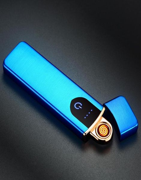 El eléctrico encendedor USB USB recargable calentador de bobina encendedor encendedor de cigarros Control de control de táctil Caso sensible de color rojo rojo plateado Black65989998