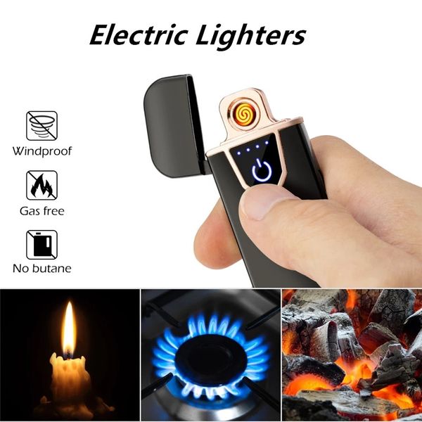 Briquets électriques écran LED capteur tactile briquet USB briquet Rechargeable pour hommes cadeau