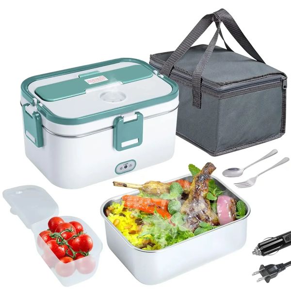Boîte à déjeuner électrique 80W, chauffe-plats, boîtes à déjeuner pour adultes, pour voiture/camion, boîtes chauffantes portables pour aliments, conteneur de 1,8 l, 240103