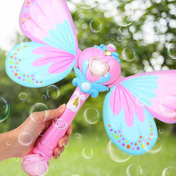 Électrique Magic Wing Baguette Automatique Savon Bulle Soufflant Pistolet Souffleur Machine Lumière Musique Drôle En Plein Air Filles Jouets Pour Enfants Cadeaux LJ200908