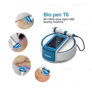 Masaje eléctrico Equipo de RF Estiramiento de la piel Ems Luz azul Máquina de microcorriente Dispositivo de estiramiento facial Bio Pen T6 Uso en el hogar Instrumento de belleza RF