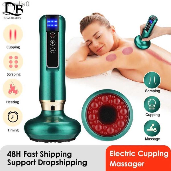 Electric massagers Masseur électrique ventouses ventouse sous vide GuaSha Anti Cellulite beauté santé grattage chaleur infrarouge minceur Gua Sha MassageL231220