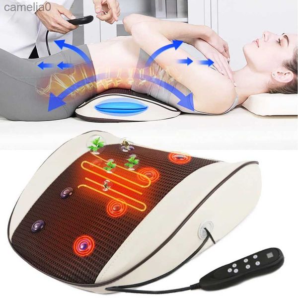 Masseurs électriques Masseur Moxibustion électrique Vibration chauffage taille thérapie de Traction cervicale Massage du dos coussin lombaire soulagement de la douleur L231220