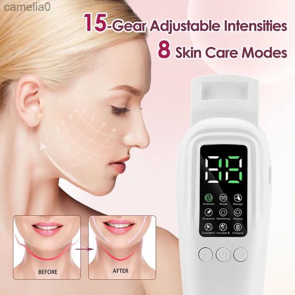 Masajeadores eléctricos Dispositivo de belleza EMS V-Face Masajeador eléctrico inteligente para dar forma a la cara Levantamiento facial para eliminar el estiramiento de la piel de la papadaL231220