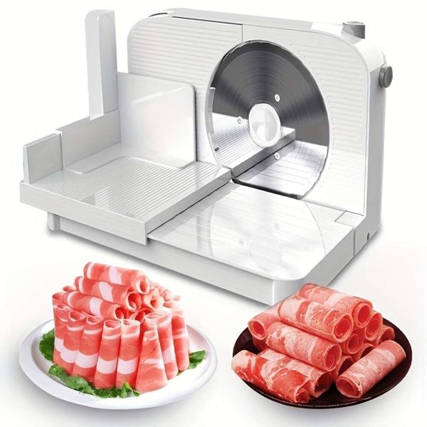 Cortadora De Carne Eléctrica Cuchilla De Acero Inoxidable, Espesor Ajustable Para Carne, Queso, Pan - 150W