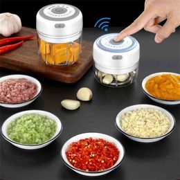 Elektrische Mini Knoflook Masher Vegetable Grinder Draadloze Draagbare Crusher Food Machine Keukengereedschap 210712