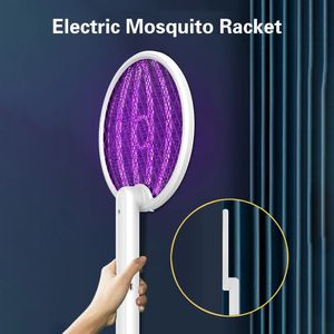 Elektrische muggen Net Racket Killer Fly Swatter Lamp Zapper Oplaadbare anti -mug 3 in 1 handheld bureaublad opvouwbare hangende 240514