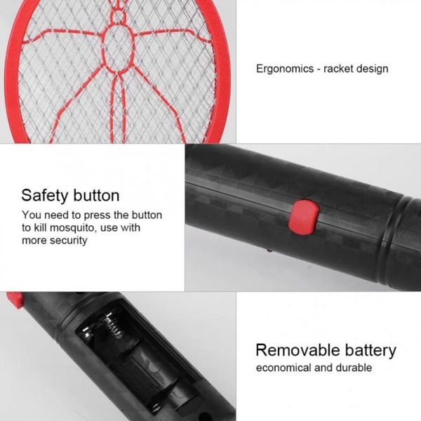 Mosquito électrique Swatter Strong Battery Type Mosquito Mosquito Killer à trois couches Net Fly Fruit Fruit Insect Swatter
