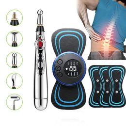 Stimulateur musculaire électrique Tens Unit Set Ems Acupuncture Corps Cou Dos Masseur Laser Méridien Pulse Pen Outil de Thérapie Physique 240202