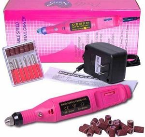 Elektrische nagelboormachine Art Salon Manicure File Polish Tool + 6 Bits Pedicure 20000RPM (100V ~ 240V) DHL Gratis JJD1925