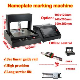 Elektrische Naambord Markering Snijmachine Rvs Metalen Codering Nummers Graveren Printer 190x120mm 240x200mm 300x250mm