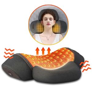 Elektrische nek massageskussenverwarming trilling Massager achterkant cervicale tractie ontspannen slapende geheugenschuim wervelkolom ondersteuning 240528