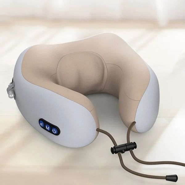 Almohada de cuello eléctrico almohada en forma de U multifuncional portátil masajeador cervical masajeador viajar a casa almohada de masaje relajado