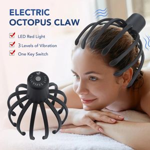 Elektrische Octopus Klauw Hoofdhuid Massager Handsfree Therapeutische Head Scratcher Relief Haarstimulatie Oplaadbare Stress 240309