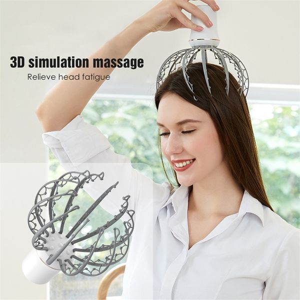 Électrique Octopus Griffe Cuir Chevelu Masseur Thérapeutique Head Scratcher Soulagement Stimulation Des Cheveux Rechargeable Stress Sans Fil 220222