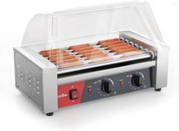 Elektrische ovens Hondenrollergrillmachine met transparante niesbescherming, 7 anti-aanbak 304SS-rollen en dubbele temperatuurregeling Fornuis Machine-12