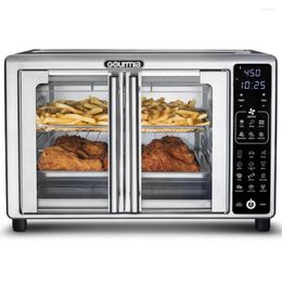 Hornos eléctricos Gourmia Freidora de aire con horno tostador digital de 6 rebanadas con 19 preajustes de un solo toque Acero inoxidable 1700 vatios