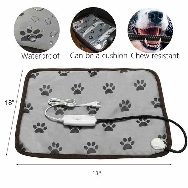 Almohadilla de calor eléctrica para mascotas Estera de calefacción Cama para perros Mascotas Cachorro Calentador Impermeable Estera cálida para invierno Manta Cojín Sofá para mascotas EE. UU. / Enchufe de la UE 201123