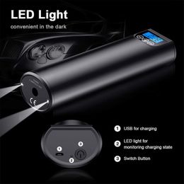 Compresseur électrique portatif, outils de véhicule, pompe gonflable portative 150psi, gonfleur à affichage LED pour pneu de vélo automobile, jouet moteur Balls2452